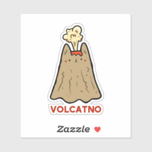 Vol-cat-no Cute Cat Pun Vinyl Sticker