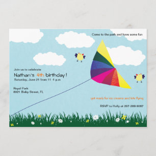 Vol de cerf-volant - invitations d'anniversaire de