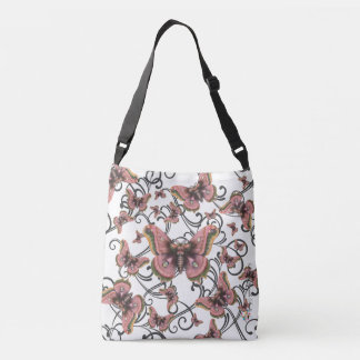 Vol du sac rose de Crossbody de papillon (Mediu)