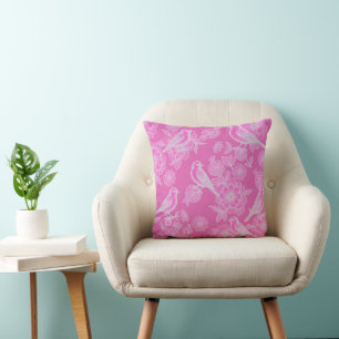 Vol Pink 💗 Floral Bird Throw Pillow