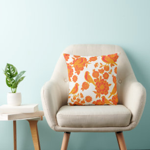 Vol Soft Pink 🌸 Floral Bird Throw Pillow