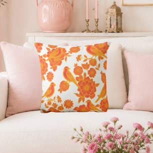 Vol Soft Pink 🌸 Floral Bird Throw Pillow