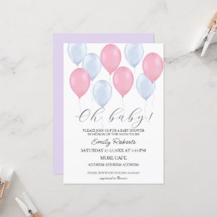 Volant Ballons Oh mon bébé ! Invitation baby showe
