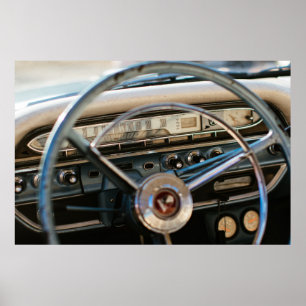 Volant vintage de Chevy et tableau de bord