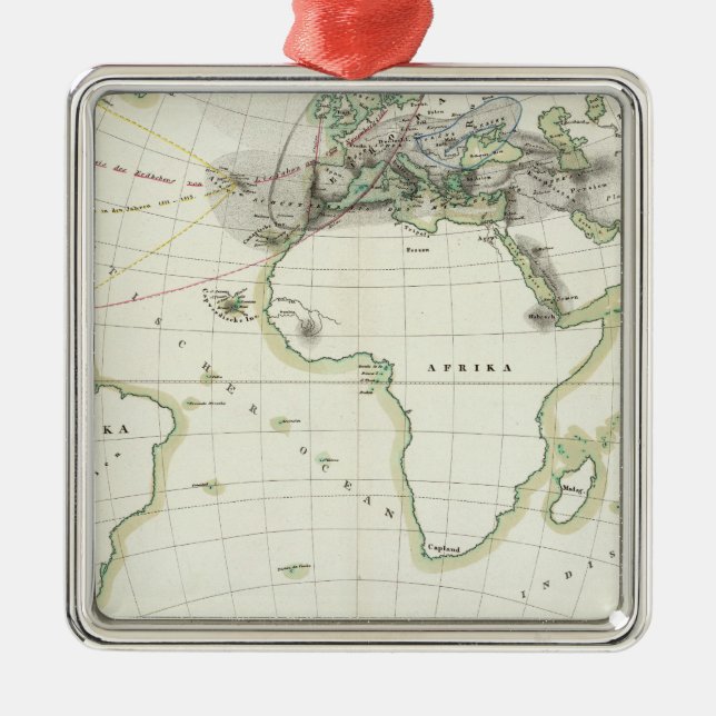 Volcanic Activity Map Metal Ornament (Front)