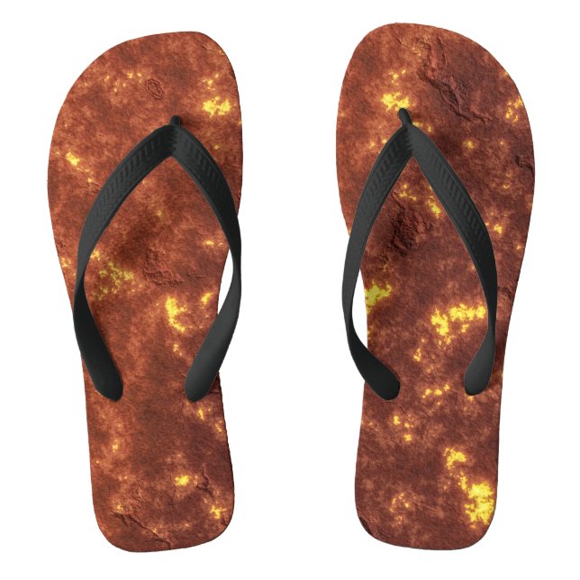 Volcanic hot lava planet surface flip flops (Footbed)