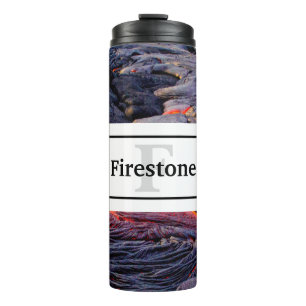 Volcanic Lava Flow with Your Name and Monogram Thermal Tumbler