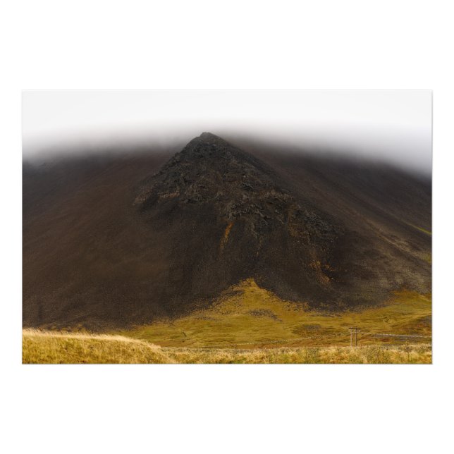 Volcanic mountain and low clouds photo enlargement (Front)