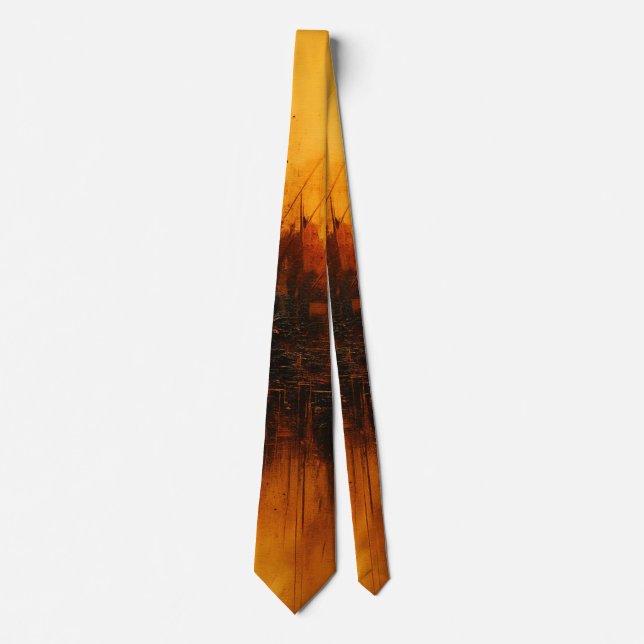 Volcanic Pulse - Red and Amber Abstract Eruption Tie (Front)
