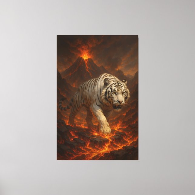  Volcanic White Tiger | Inferno King of the Fire R Canvas Print (Front)