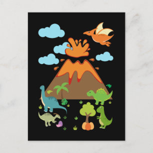 Volcano and Dino Boys Girls Funny Dinosaurs Postcard