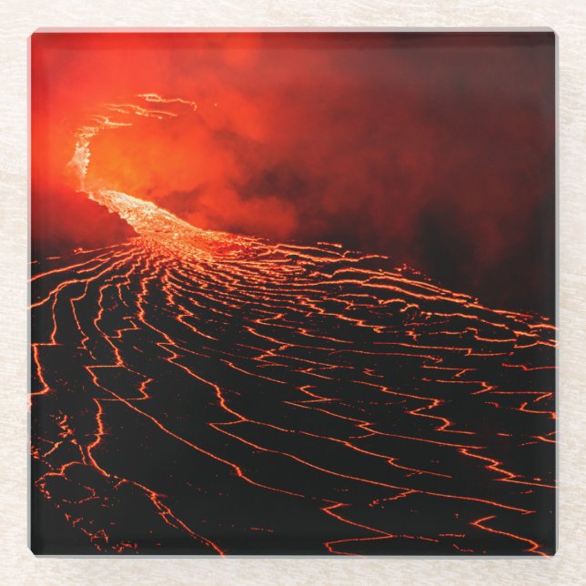 volcano eruption glass coaster (Front)
