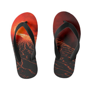 volcano eruption kid's flip flops