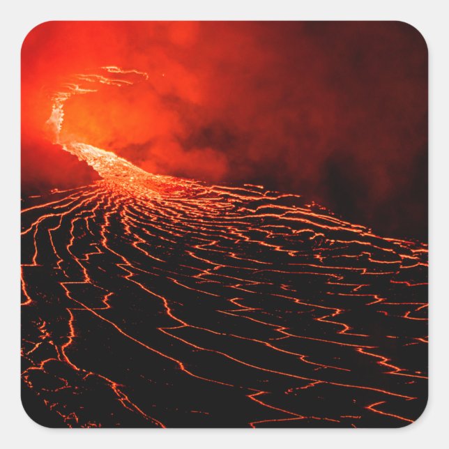 volcano eruption square sticker (Front)