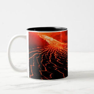 volcano eruption Two-Tone coffee mug