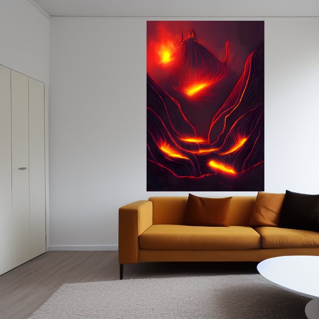Volcano, mountain and lava | AI Art  Poster (Creator Uploaded)