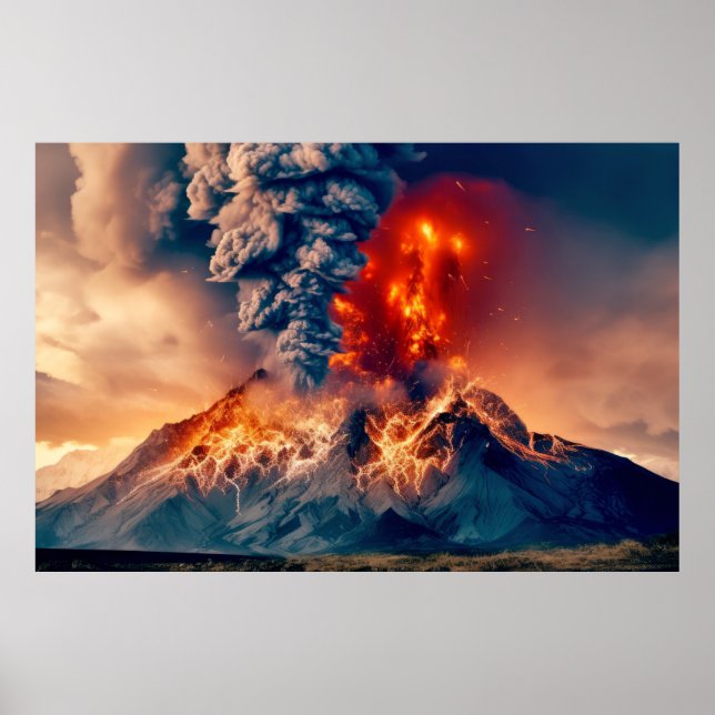 Volcano Nature Force Unleash Power Earth Disaster Poster (Front)