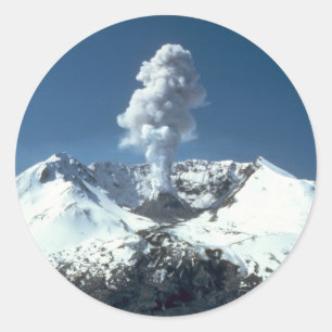 Volcano Scene Classic Round Sticker