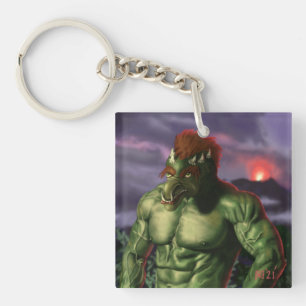 Volcano Troll Vacation Picture Fantasy Keychain