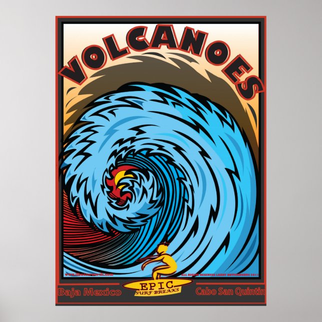 VOLCANOES BAJA MEXICO SURFBREAK SURFING POSTER (Front)