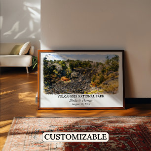 Volcanoes National Park Hawaii Poster, Watercolor, Poster