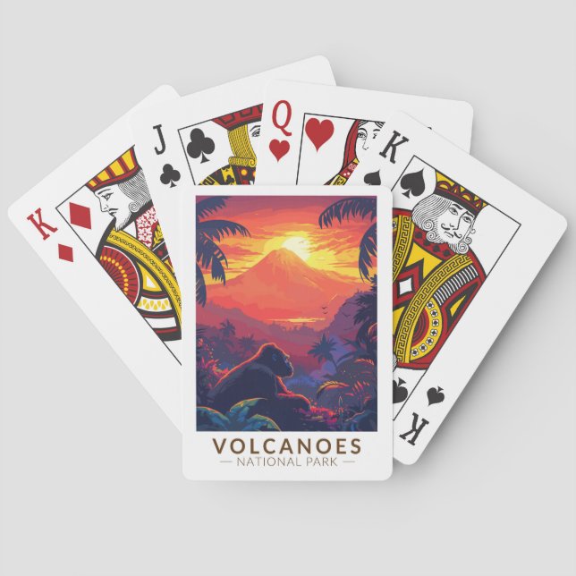 Volcanoes National Park Mountain Gorilla Travel Playing Cards (Back)
