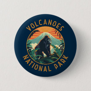 Volcanoes National Park Rwanda Retro Distressed 2 Inch Round Button