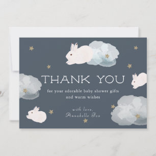 Voler Bunny Star & Cloud Navy Blue Carte de remerc