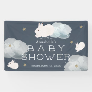 Voler Bunny Stars Nuages Baby shower Bannière