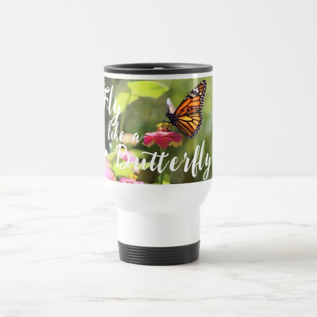 Voler comme un papillon assez isolée Mug de voyage (Centre)