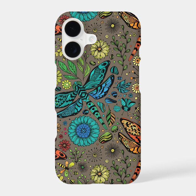 Voler, libellule de mouche sur brun (Verso)