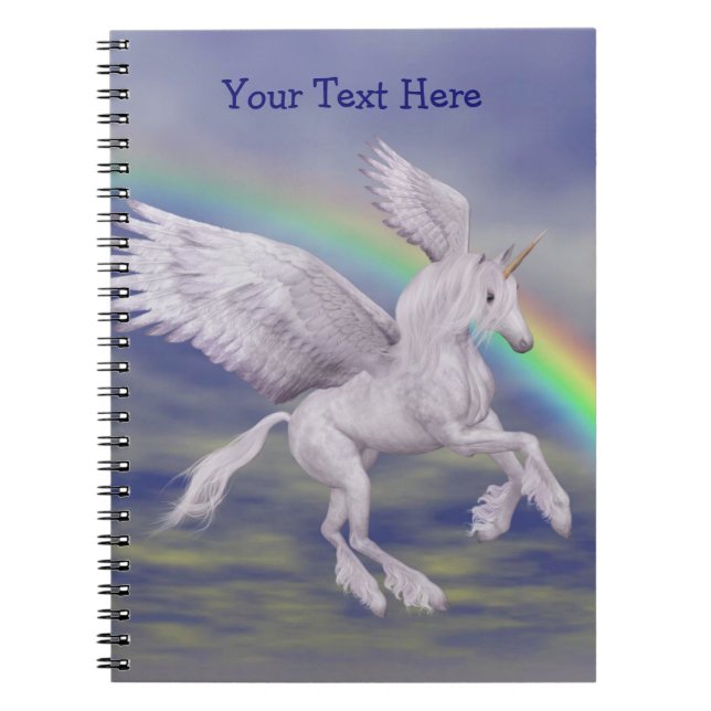 Voler Unicorn Rainbow Carnet personnalisé (Devant)