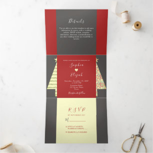 Volets Invitation pliable en trois pour un mariage de Noë