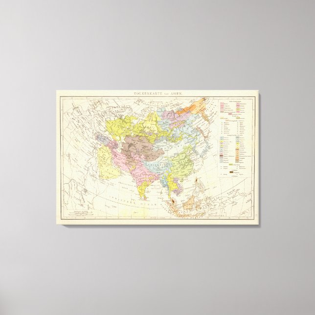 Volkerkarte von Asien - Map of Asia Canvas Print (Front)