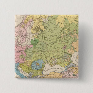 Volkerkarte von Europa, Map of Europe 2 Inch Square Button