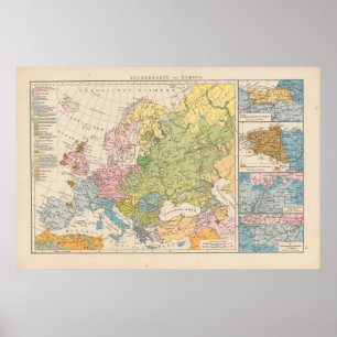 Volkerkarte von Europa, Map of Europe Poster
