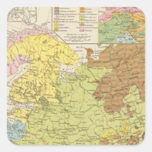 Volkerkarte von Russland - Map of Russia Square Sticker