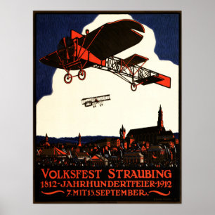 VOLKSFEST STRAUBING 1912 Bavaria Beerfest Vintage Poster