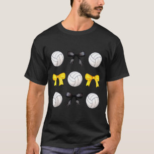 Volley &amp; Black Yellow Gold Bows Volleyball Tea T-Shirt