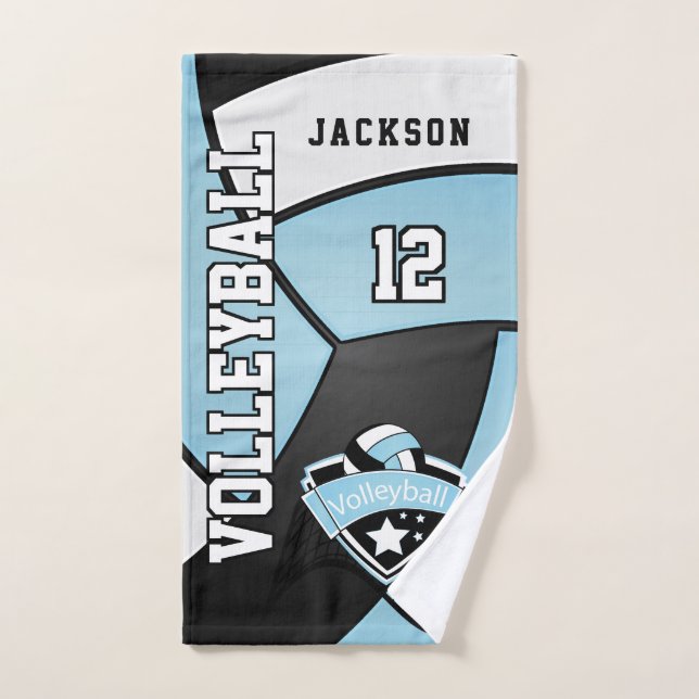 Volley-ball en Bébé Bleu, Noir et Blanc (Serviette à main)