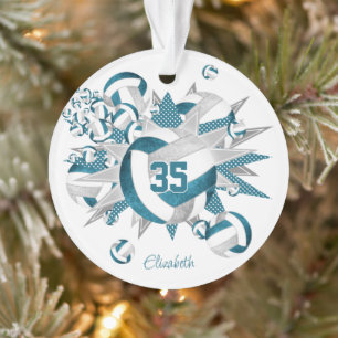 Volley-ball gris turquoise étoiles filles nom keep