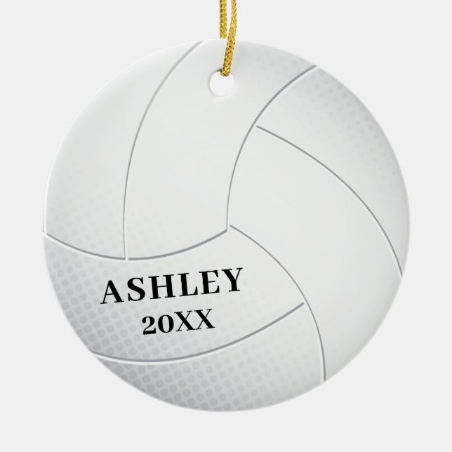 Volley Ball Personalized Christmas Ceramic Ornament (Front)
