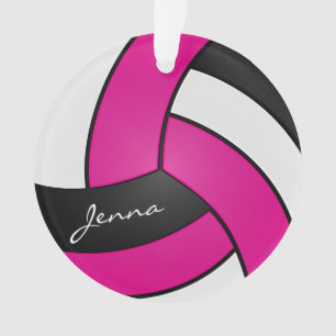 Volley-ball rose chaud, blanc et noir