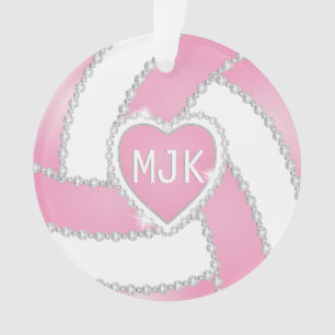 Volley-ball rose et blanc diamant
