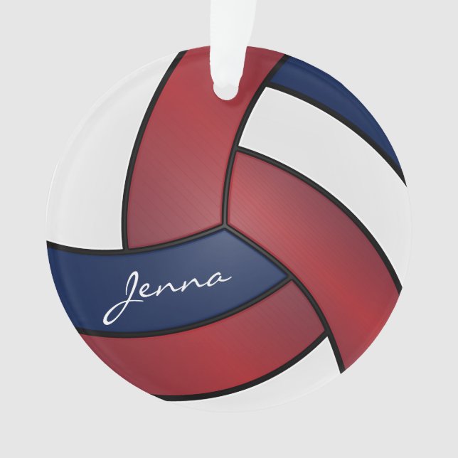 Volley-ball rouge foncé, bleu et blanc | Texte DO- (devant)