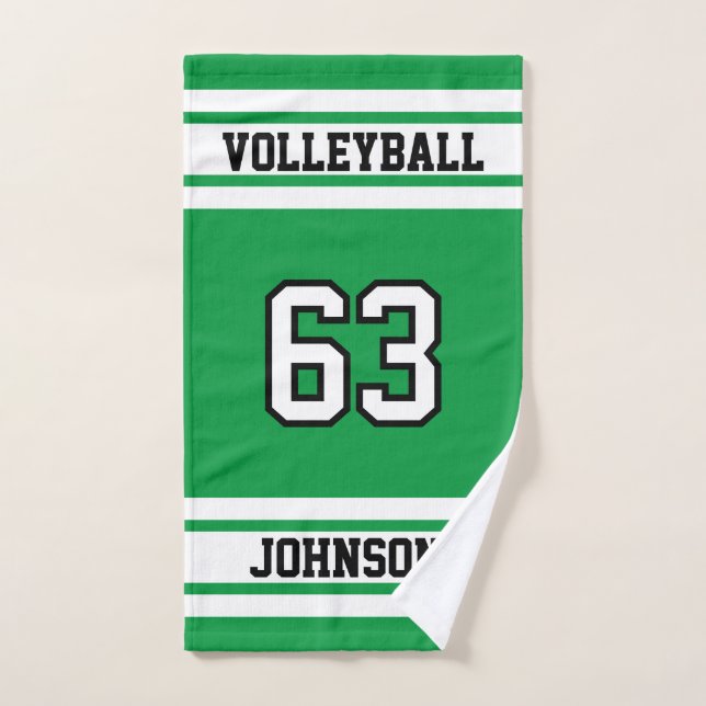 Volley-ball 🏐 vert et blanc - 100% Personnaliser (Serviette à main)