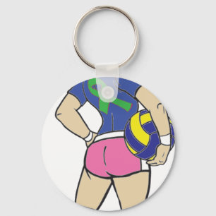 VOLLEY GIRL GREEN RIBBON KEYCHAIN