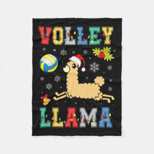 Volley Llama Lover Volleyball Lover Santa Hat Xmas Fleece Blanket