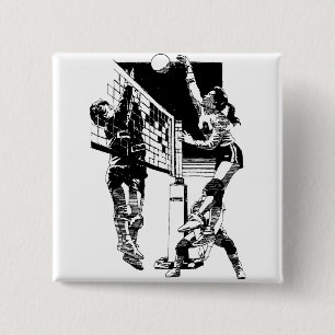 Volleyball 2 Inch Square Button