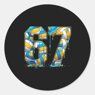 Volleyball 67 Six Seven Srt Funny Gen Alpha Z Meme Classic Round Sticker
